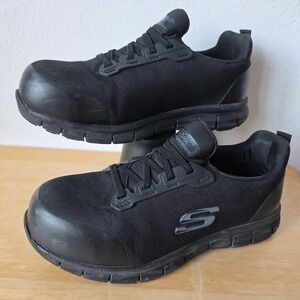 Skechers Work 108003 Black Alloy Toe Slip Resistant Shoes Womens 7